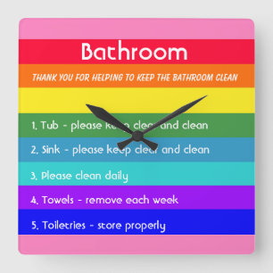 Bold Rainbow Stripes Square Wall Clock