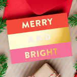 Bold Real Gold Modern Stripes MERRY AND BRIGHT Foil Holiday Card<br><div class="desc">Bold Real Gold Modern Stripes MERRY AND BRIGHT Foil Holiday Card
*real foil</div>