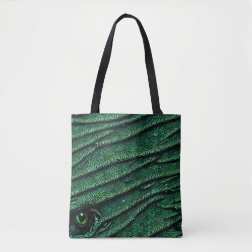 Bold Realistic Green Dragon Skin Scale Fantasy Tote Bag