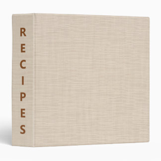 Bold Recipes Beige Linen Fabric Minimalist 3 Ring Binder
