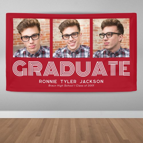 Bold Red 3 Graduate Photo Graduation Banner