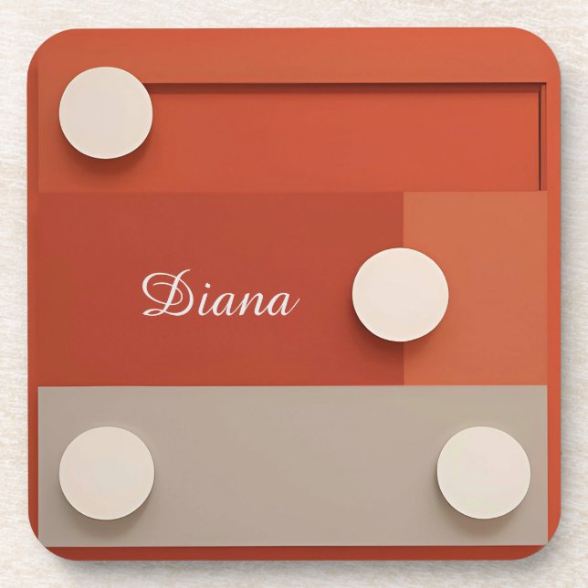 Bold Red Abstract Geometric Modern Artistic Beverage Coaster (Front)