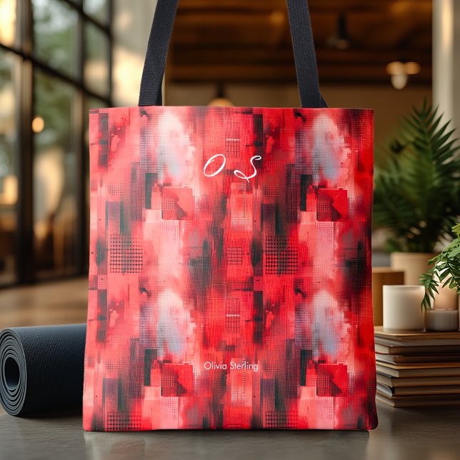 Bold Red Abstract Personalized Tote Bag (Creator Uploaded)