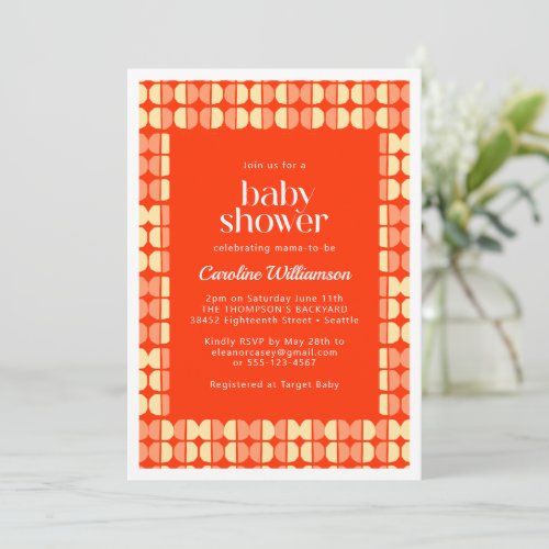 Bold Red Abstract Shapes Modern Baby Shower  Invitation