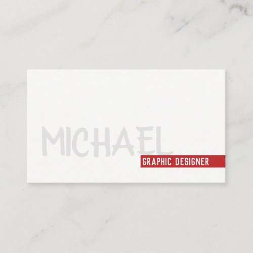 Bold Red Accent Gray Black Simple Text Business Card