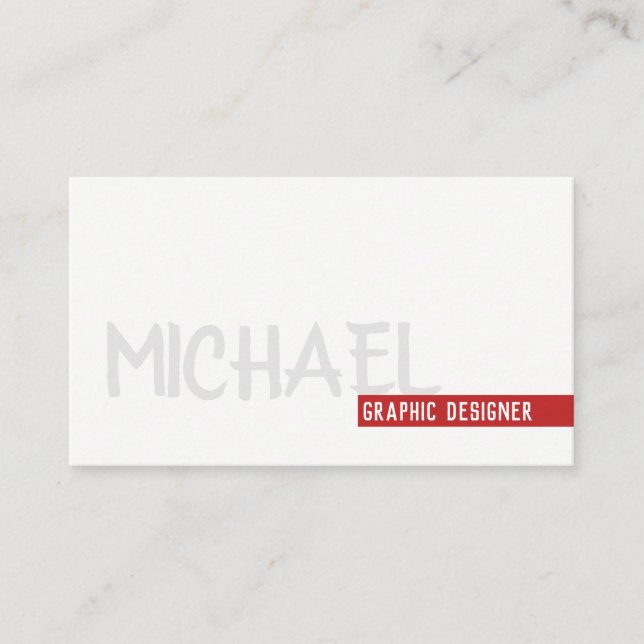 Bold Red Accent Gray Black Simple Text Business Card (Front)
