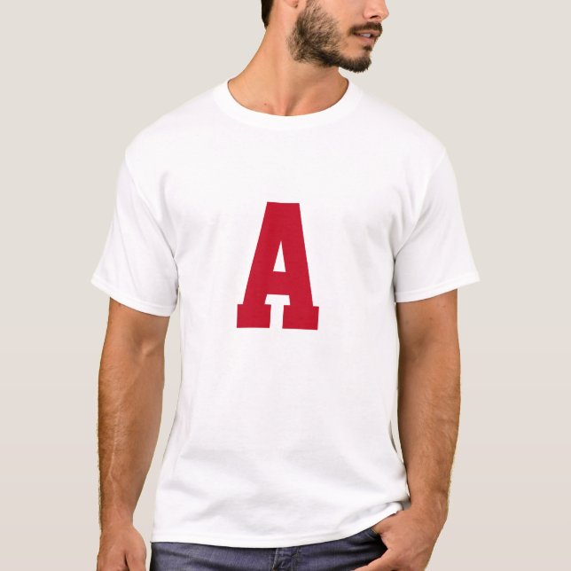Bold Red Alphabet Letter Mens T-Shirt (Front)