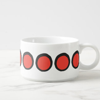Bold Red and Black Bordered Polka Dot Bowl