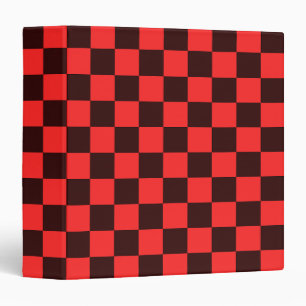 Bold Red and Black Checkered Pattern Design 3 Ring Binder