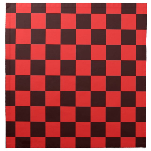 Bold Red and Black Checkered Pattern Design Cloth Napkin (Front)