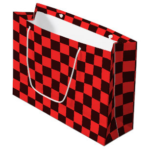 Bold Red and Black Checkered Pattern Design Large Gift Bag