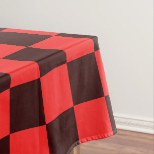 Bold Red and Black Checkered Pattern Design Tablecloth