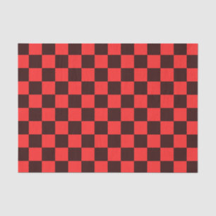 Bold Red and Black Checkered Pattern Design Tissue Paper