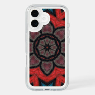 Bold Red and Black Kaleidoscope Flower Mandala iPhone 16 Case