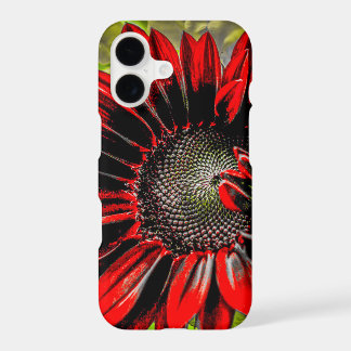 Bold Red and Black Macro Sunflower iPhone 17 Case