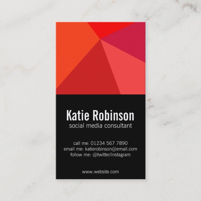 Bold red and black minimalist business card (Front)