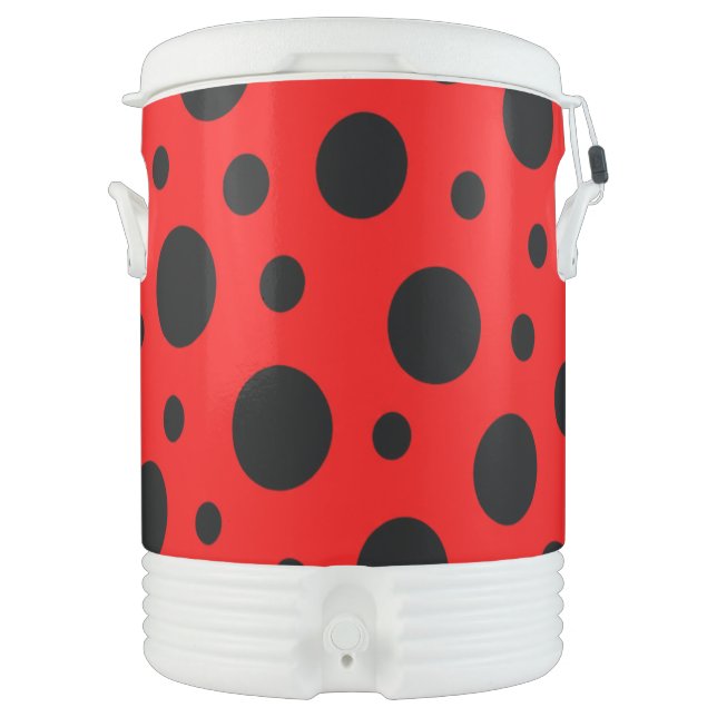 Red and black polka dot beverage cooler