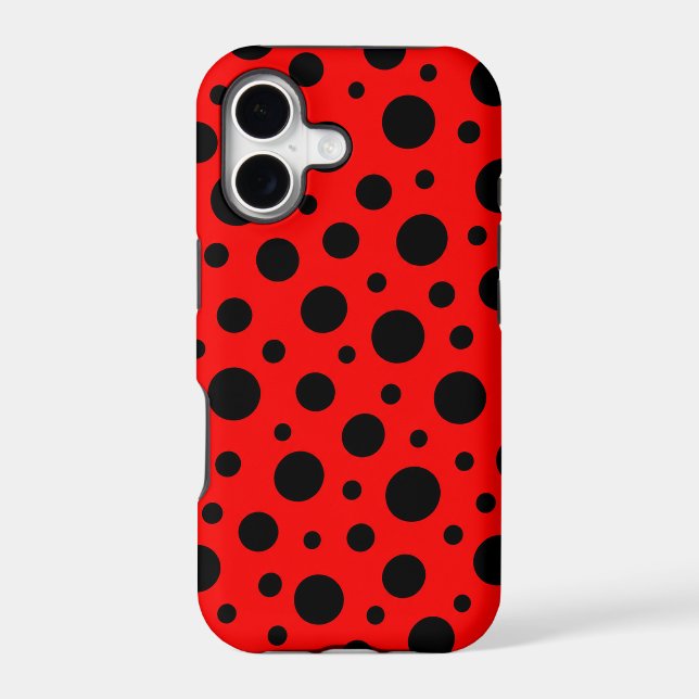Bold Red and Black Polka Dot Pattern Design Iphone Case (Back)