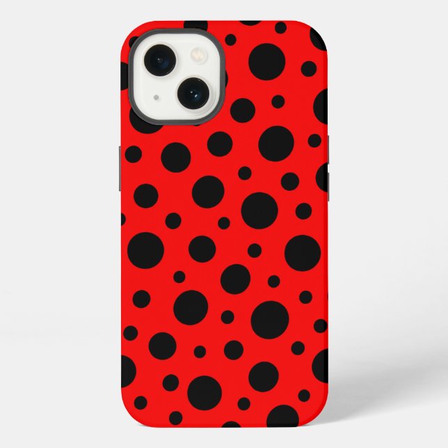 Bold red and black polka dot iPhone 13 case