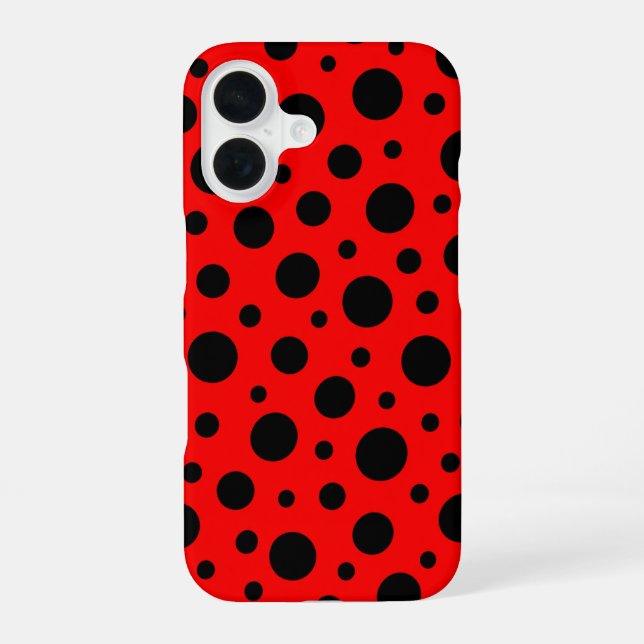 Red and black polka dot iPhone 16 case