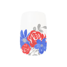 Bold Red And Blue Flowers