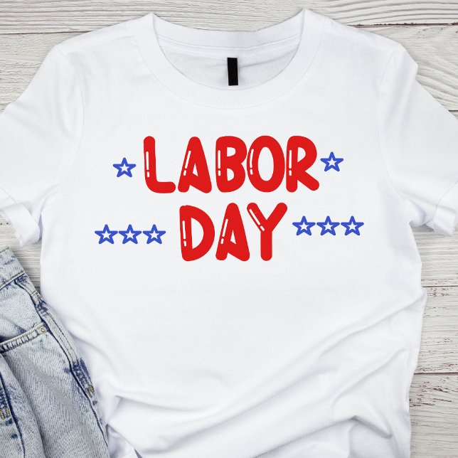 Bold Red and Blue Labor Day T-Shirt (Creator Uploaded)