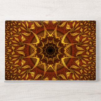 Bold Red and Gold Abstract Sun Medallion HP Laptop Skin
