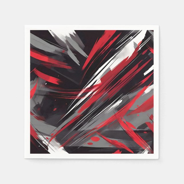 Bold Red And Gray Dynamic Napkins (Front)