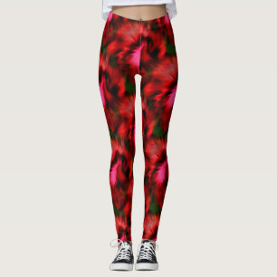 Bold Red And Green Abstract Art Pattern Leggings