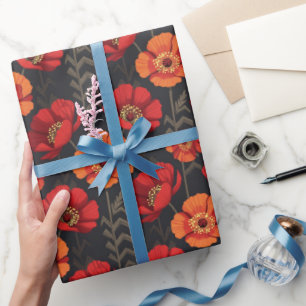 Bold Red and Orange Poppy Wrapping Paper