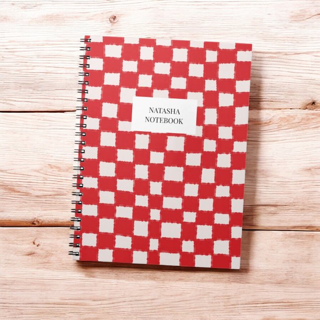 Bold Red and Pink Checkerboard Pattern Notebook (Creator Uploaded)