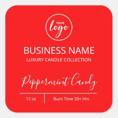 Bold Red And White Candle Logo Labels