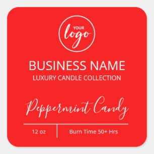 Bold Red And White Candle Logo Labels