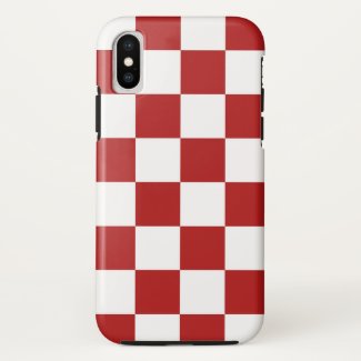 Bold Red and White Checkerboard Pattern iPhone Case