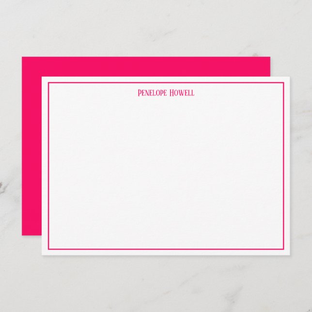 Bold Red and White Personalized Note Card (Front/Back)