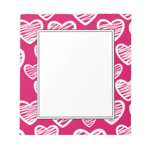 Bold Red and White Scribble Heart Pattern Notepad