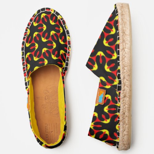 Bold Red and Yellow Spinners Abstract Pattern Espadrilles