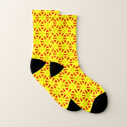 Bold Red and Yellow Suns Pattern Socks