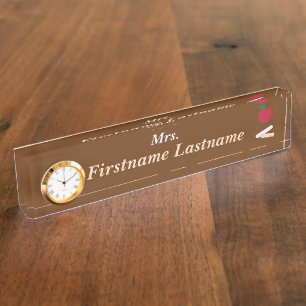 Bold Red Apple – Personalized Teacher Desk  Name Plate