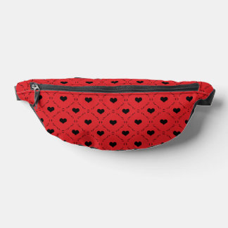 Bold Red Background with Small Black Hearts Fanny Pack