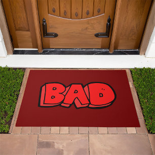 Bold Red Bad Graffiti Style Text Doormat