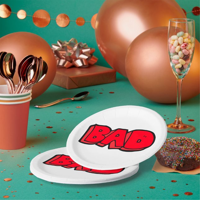 Bold Red Bad Graffiti Style Text Paper Plates (Creator Uploaded)