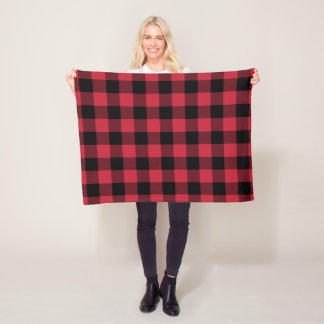 Bold Red Black Buffalo Plaid Lumberjack Pattern Fleece Blanket