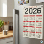 Bold Red Black Custom Family Name 2026 Caledar