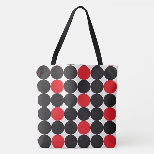 Bold Red Black Dots Geometric Pattern Tote Bag (Front)