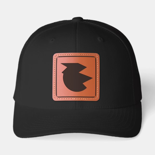 Bold Red Black Geometric Abstract Art Leather Patch Hat (Front)