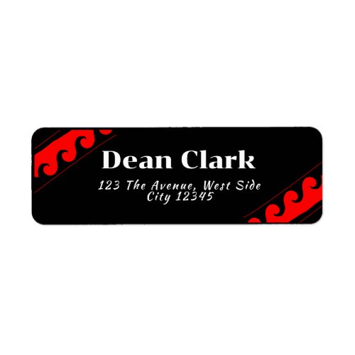 BOLD RED  Black Koru Return Address Label