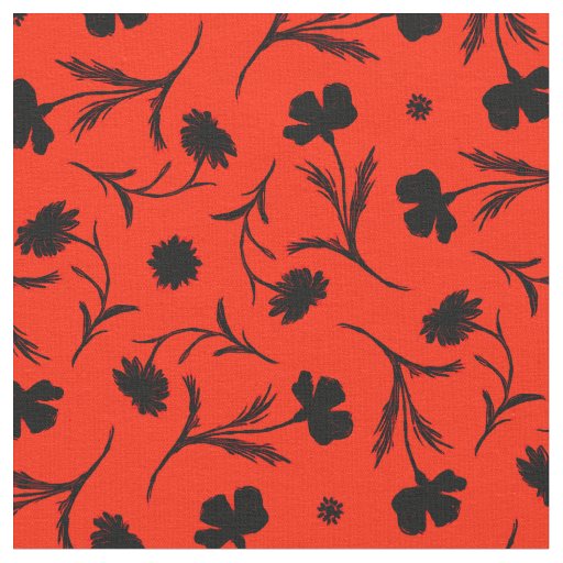 Bold Red Black Liberty Floral Pattern Classy Chic Fabric
