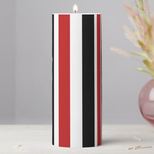 Bold Red Black Stripes Pillar Candle