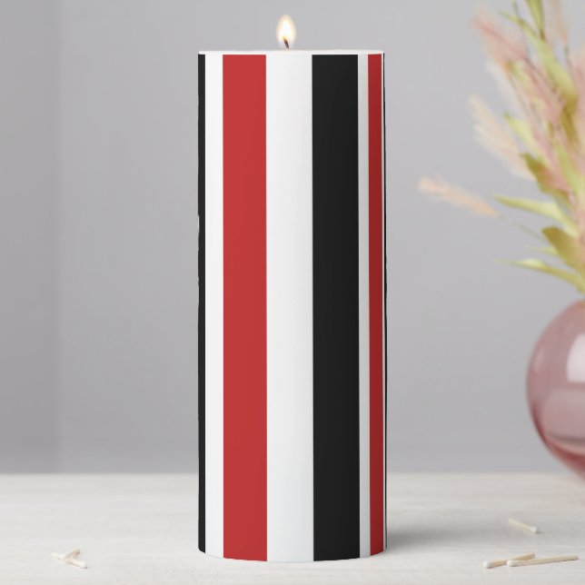 Bold Red Black Stripes Pillar Candle (In Situ)
